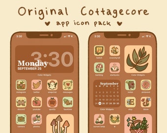 ORIGINAL Cottagecore / Icônes d’application esthétique d’automne | Dessiné à la main | iOS et Android