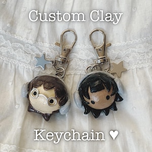 Custom Clay Keychain | Personalized Mini Figurine Head | Cute Couple Gift