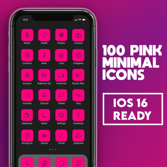 Pink Mobile Phone Icon
