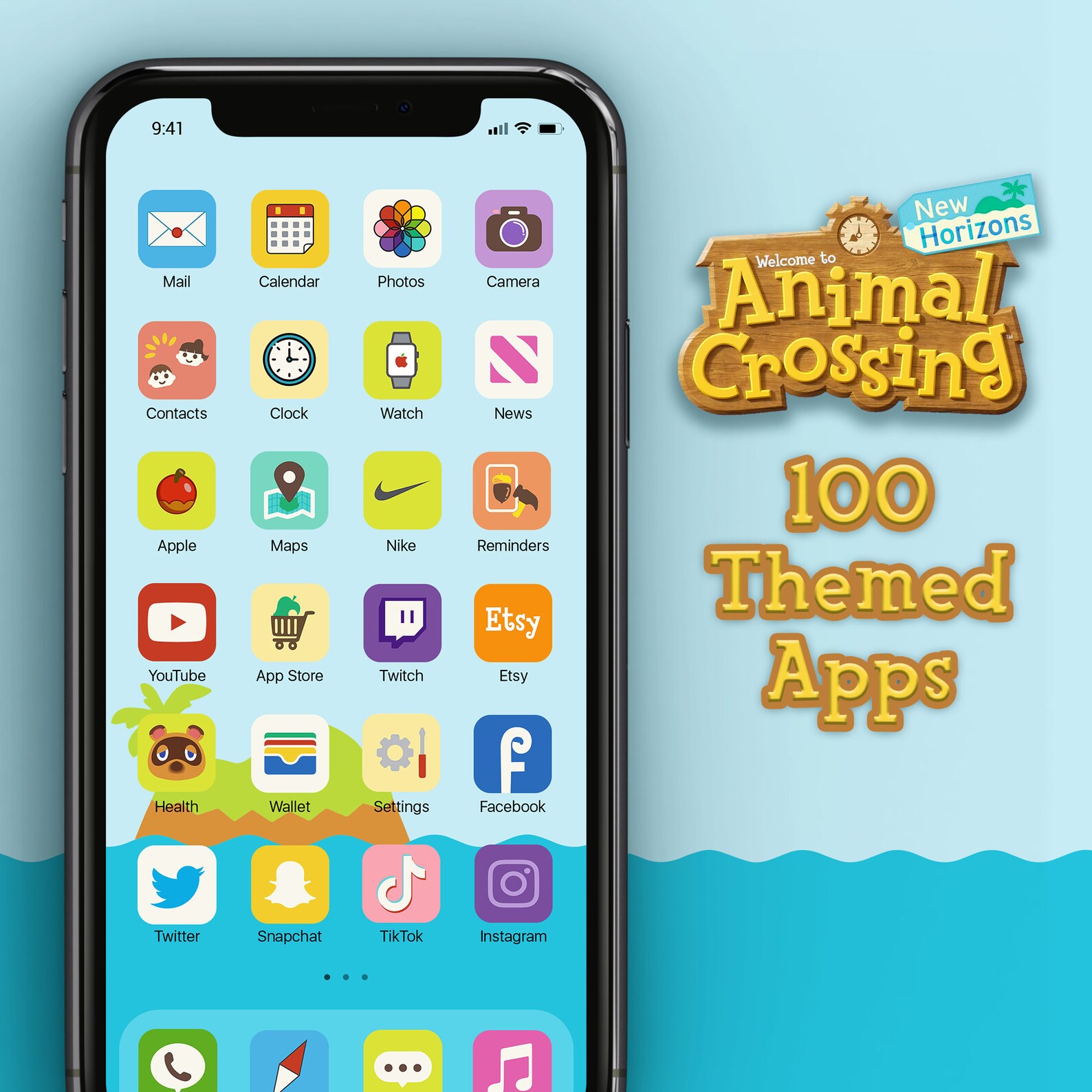 Animal Crossing New Horizons iPhone iOS 14 App Icons 100 Etsy