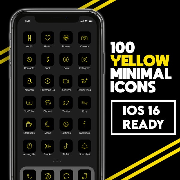 Black and Yellow App Icons Etsy