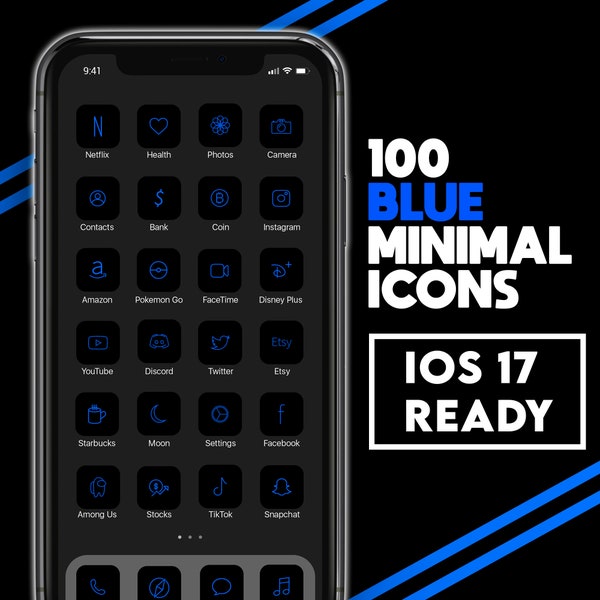 Ios 14 Icons Blue Etsy