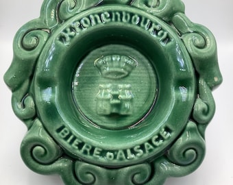 Mid Century Large Ceramic French Kronenbourg Biere Alsace Advertising Bistro Ashtray