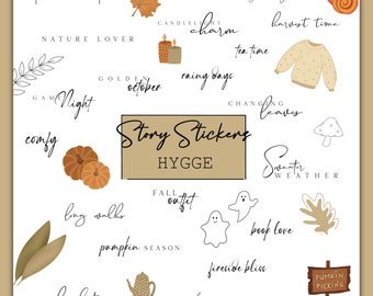 Instagram Story Stickers Hygge 120+ | case | Autumn | cozy | digital download | Daily | Basics