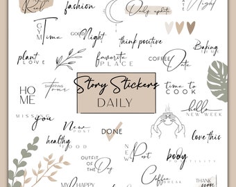 170+ Instagram Story Sticker Daily |  Everyday | Basics | Instant Download | PNG | Boho | Storysticker | Digital