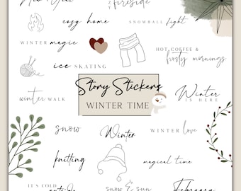 120+ Instagram Story Stickers winter | Christmas | Christmas | New Year | digital download | Story stickers | PNG