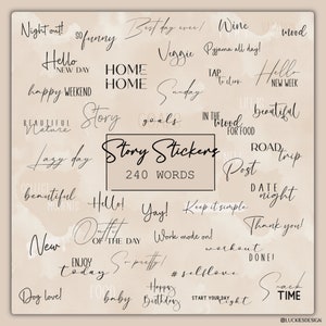 280 Instagram Story Sticker Words in Black and White | Blogger | Starter | Lettering | Basics | Daily | Boho | Instant Download