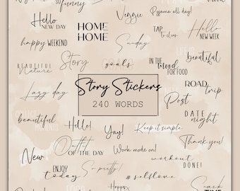 280 Instagram Story Sticker Words in Black and White | Blogger | Starter | Lettering | Basics | Daily | Boho | Instant Download