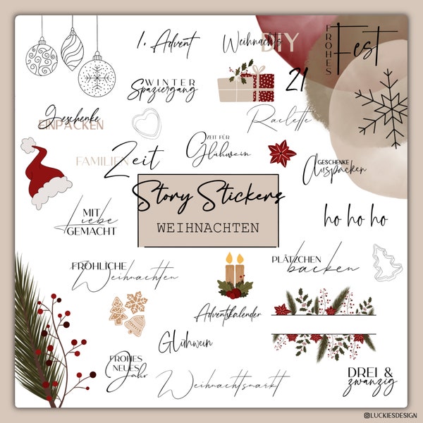 180+ Story Sticker Weihnachten | Adventszeit | Adventskalender | Christmas | Winter | New Year | digital download | PNG