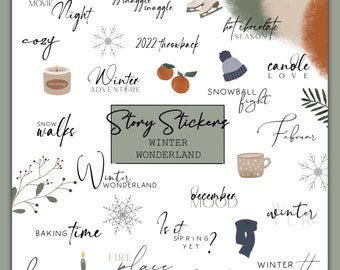 140+ Instagram Story Stickers Winter Wonderland | Christmas | Christmas | Instant Download | Daily | Template | PNG | Story stickers