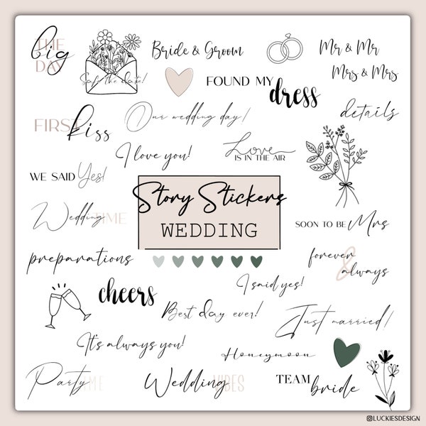 130+ Instagram Story Sticker Wedding | Bride | Hochzeit | Brushstrokes | Liebe | Love | Daily | Instant Download | PNG