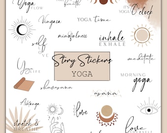 60+ Instagram Story Stickers Yoga | Fitness | Basics | Download Now | PNG-Png | Boho-style | Story stickers | Digitally | story stickers