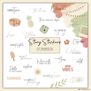 160+ Story Sticker Instagram Summer | Travel | Holiday | Vacation | Digital Download | Daily
