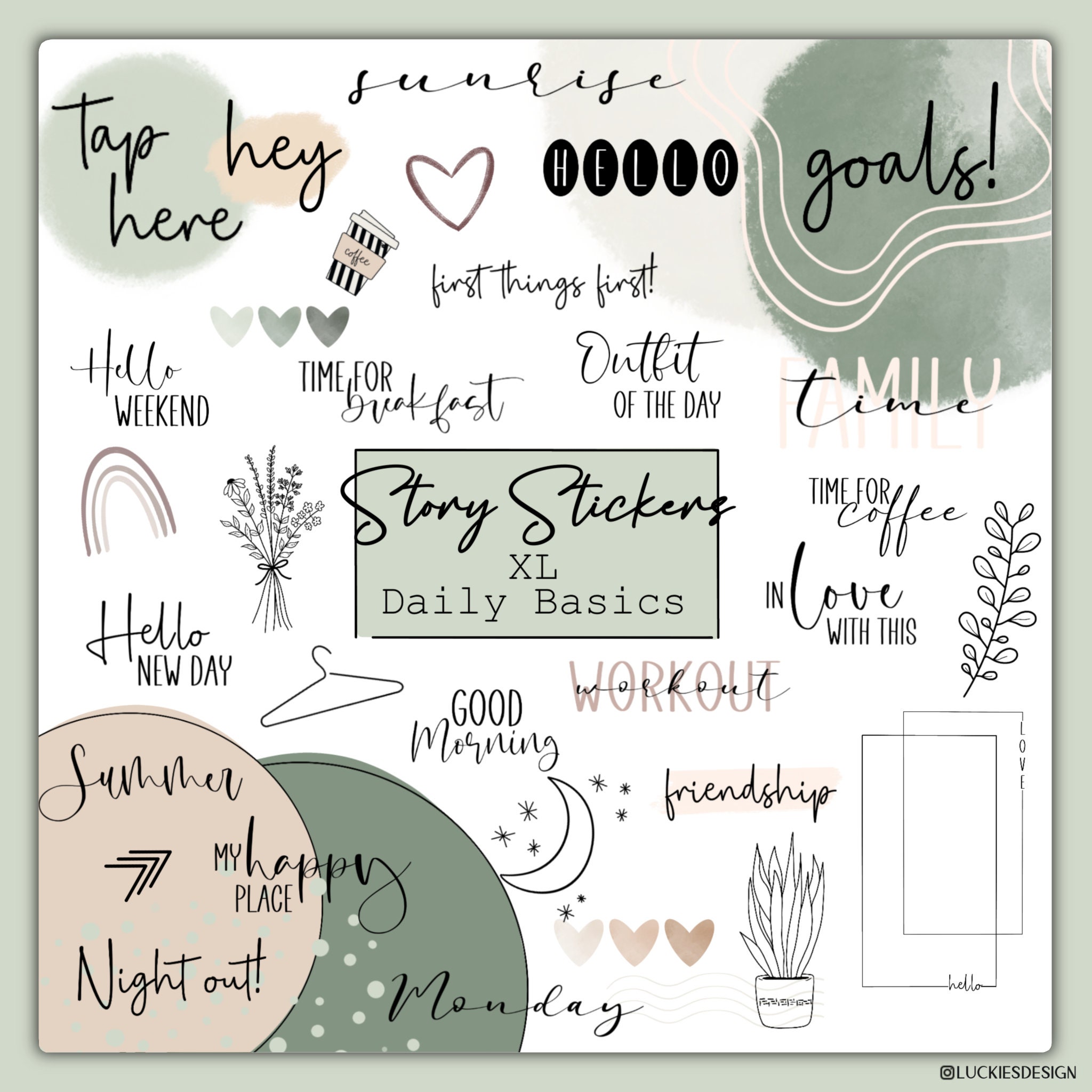 180+ Instagram Story Sticker Daily Basics | Everyday | Instant Download ...