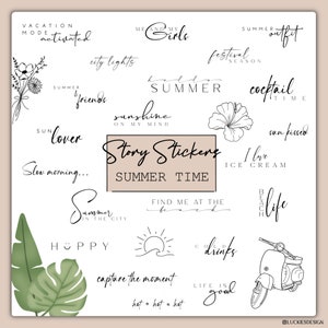 150+ Instagram Story Stickers Summer| Daily | Everyday | Basics | Instant Download | PNG | Boho | Story stickers | Digital | Summer