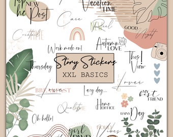280+ Instagram Story Sticker Daily Basic | Everyday | Beige | digital Download | Boho | PNG | Words | Bundle | Storystickers