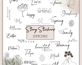 100+ Easter Spring Instagram Story Stickers PNG, Spring Sticker Pack Digital Download, Transparent Background Instant Download