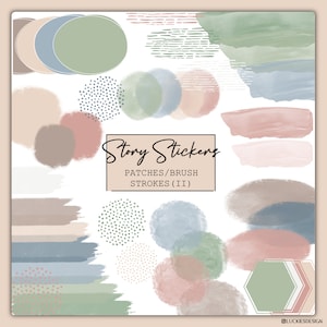 120+ Instagram Story Sticker Patches | Brush Strokes | Instant Download | Good Notes | Daily | Digital Sticker