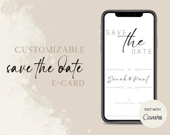 Minimalist Save the Date E-card | Wedding | Invitation| Personalized| Digital Product | Invitation | Canva