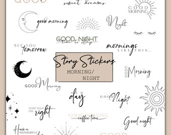 60+ Instagram Story Stickers Good Morning| Goodnight | Everyday | Daily | Basics | Instant Download | PNG | Story stickers