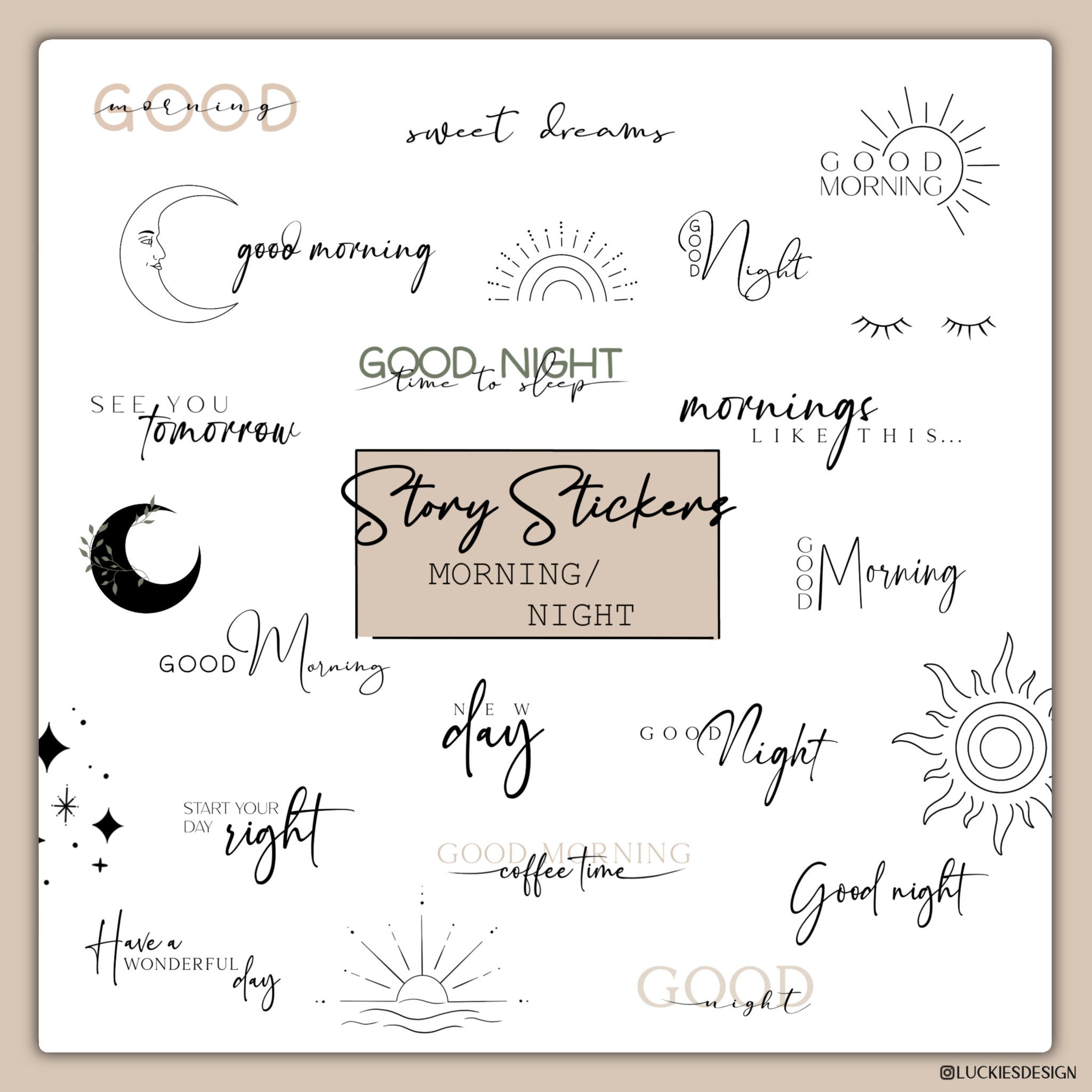 60+ Instagram Story Stickers Good Morning| Goodnight | Everyday | Daily ...