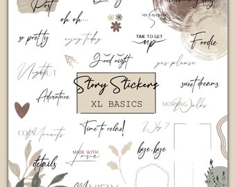 200+ Instagram Story Sticker XL Basics |  Everyday | Daily | Instant Download | Green, Blush, Nude, Red | Boho
