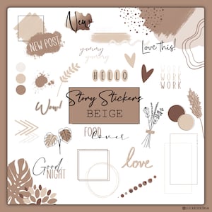 80+ Instagram Story Sticker Beige | Daily | Basics | Boho | Digital Download