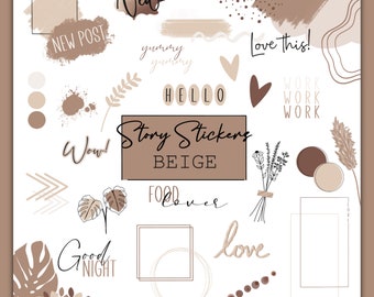 80+ Instagram Story Sticker Beige | Daily | Basics | Boho | Digital Download