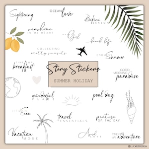 110+ Instagram Story Stickers Summer Holiday | Holiday | Vacation | Basics | PNG Download | Summer | Story Stickers | Digital | Summer Vacation