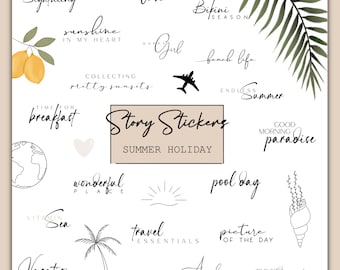 110+ Instagram Story Stickers Summer Holiday | Holiday | Vacation | Basics | PNG Download | Summer | Story Stickers | Digital | Summer Vacation