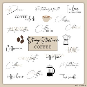 60+ Story Sticker Coffee | Barista | Black and White | Blogger | Lettering | Basics | Daily | Digital Download