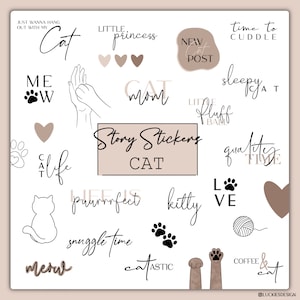 Plus de 90 autocollants d’histoire Instagram Chat | Chats | Animaux | Animal de compagnie | PNG | autocollant d’histoire | Téléchargement numérique