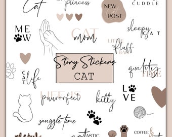 90+ Instagram Story Stickers Cat | Cats | Animals | Pet | PNG | story sticker | Digital download