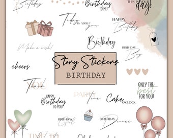 80+ Instagram Story Stickers for Birthdays | Celebrations | Daily | Basic | Instant Download | PNG | Storystickers | Clipart