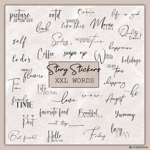 280 Instagram Story Sticker Words in Black and White | Blogger | Starter | Lettering | Basics | Daily | Boho | Instant Download