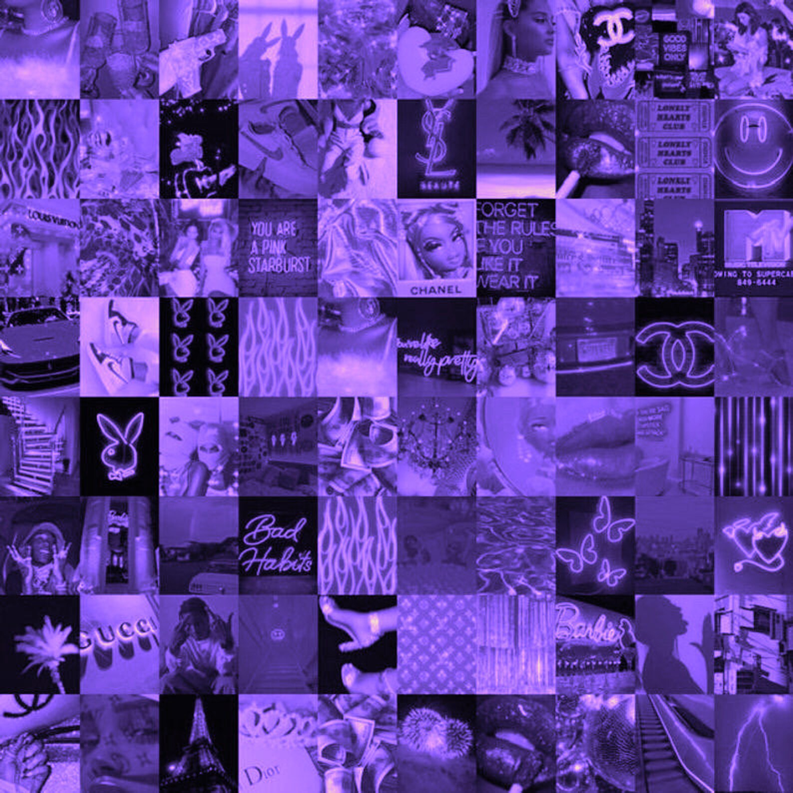 80 PCS Boujee Purple Photo Collage Kit Purple Aesthetic Baddie | Etsy