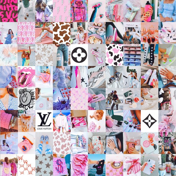pix Wall Collage Wallpaper Preppy Aesthetic Backgrounds 80 pcs preppy wall collage kit bright fashion boujee aesthetic etsy