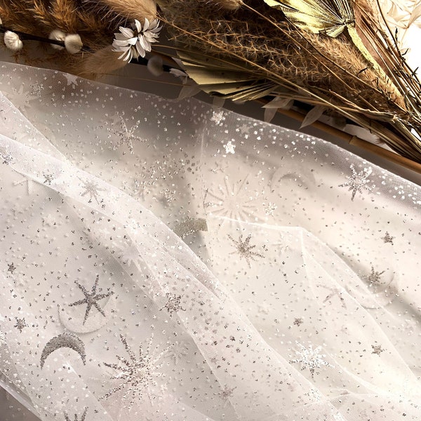 Celestial Sparkle Veil with Floral Accent main image 1