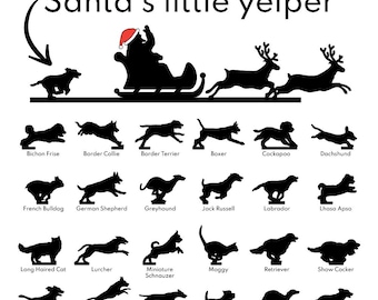 Santa, Sleigh & Reindeer - Christmas Pet Edition (Choose from 24 Breeds) - recycled plastic art for picture tops and door tops