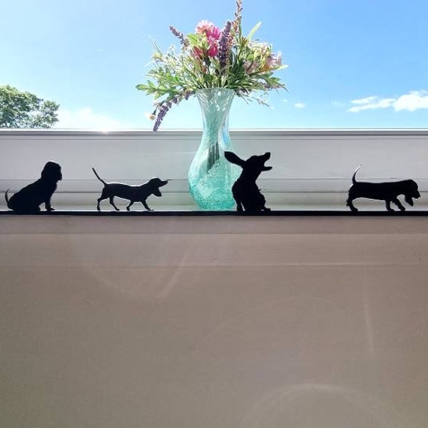 Basset Hound Art (ensemble standard de 7 pièces) | Illustration silhouette fabriquée à partir de plastique recyclé | Adopter un animal de compagnie | Nouveau cadeau pour chiot