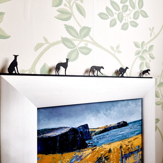 Greyhound Art (5 pce set) |  Silhouette Artwork made from Recycled Plastic | Greyhound Gifts | Adopt a Pet | New Puppy Gift