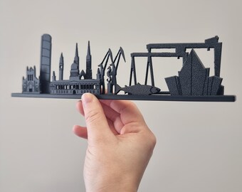 Belfast Skyline Ornament - Engraved Recycled Plastic Decor (not 3D printed)