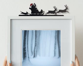 Santa, Sleigh & Reindeer - Christmas Pet Edition (Choose from 24 Breeds) - recycled plastic art for picture tops and door tops