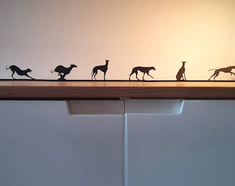 Greyhound Art (7 pce set) |  Silhouette Artwork made from Recycled Plastic | Greyhound Gifts | Adopt a Pet | New Puppy Gift