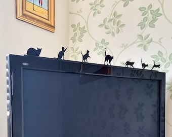 Cat Art (Moggy 7 pce set) | Silhouette Artwork made from Black Recycled Plastic | Cat loss gifts