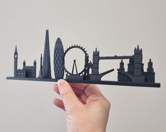 London Skyline Silhouette – Engraved Recycled Plastic Ledge Décor