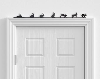 Rabbit Group Door Topper - Silhouette Artwork made from Recycled Plastic