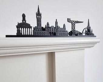 Glasgow Skyline Silhouette – Engraved Recycled Plastic Décor