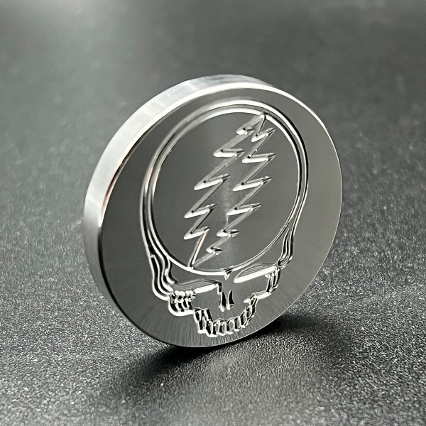 Golf Ball Marker - Grateful Dead Skull Lightening - Stainless Steel