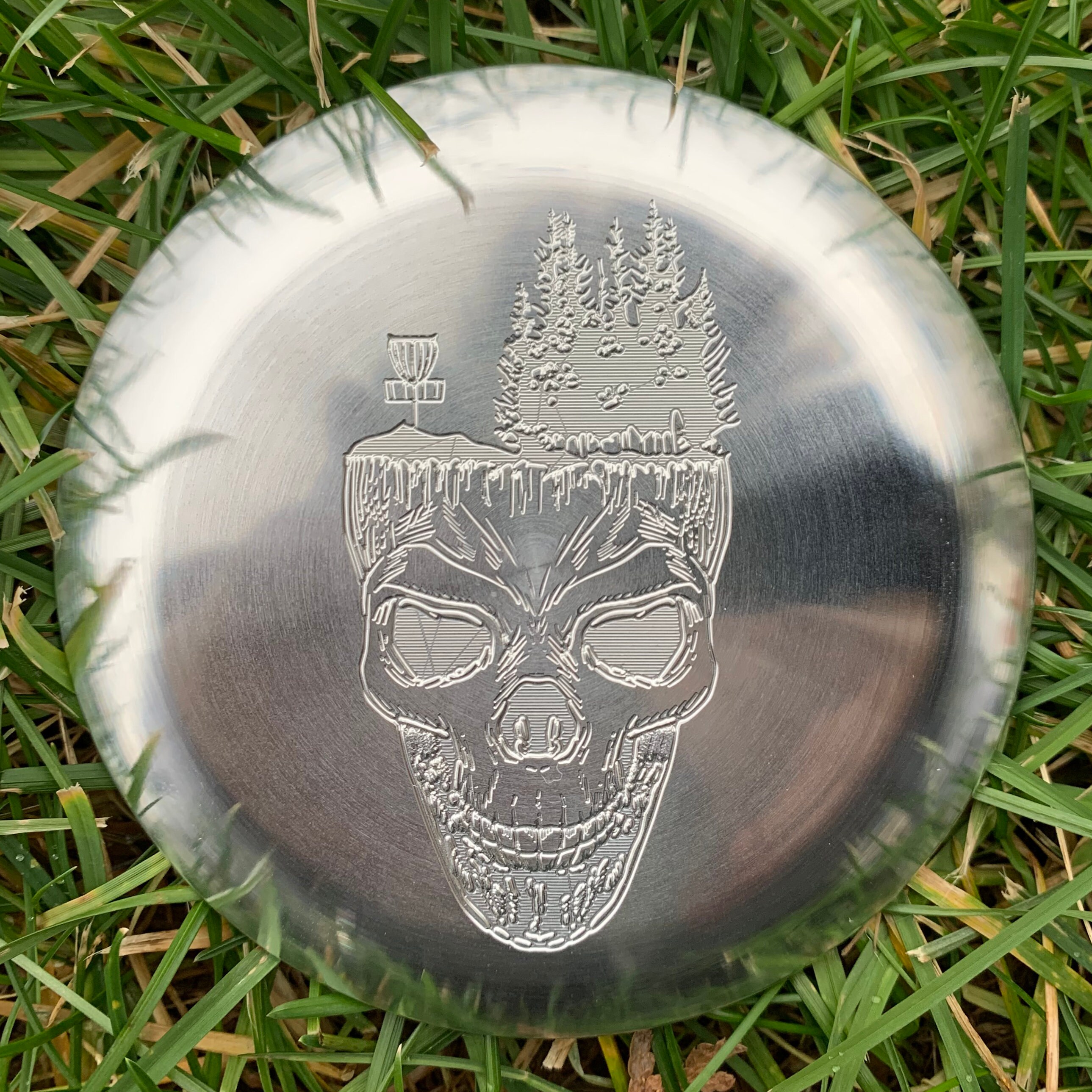 Disc Golf Aluminum Mini Marker Skull Front View with Disc Etsy